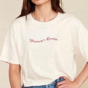 MATE the Label The Roxy Cropped Tee Somebody's Darling in Bone NWOT